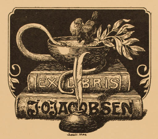 Exlibris by Louis Moe from Denmark for J.O. Jacobsen - Book 
