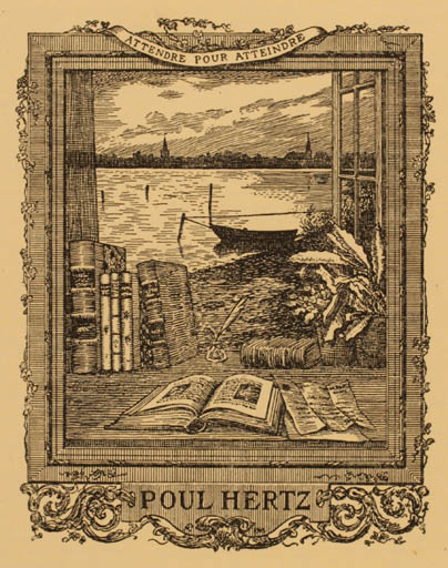 Exlibris by Kristian Kongstad from Denmark for Poul Hertz - Book Maritime Ship/Boat 