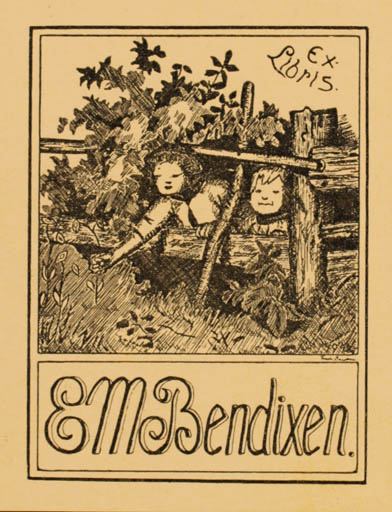 Exlibris by Frode Bendixen from Denmark for E.M. Bendixen - Child Flower 