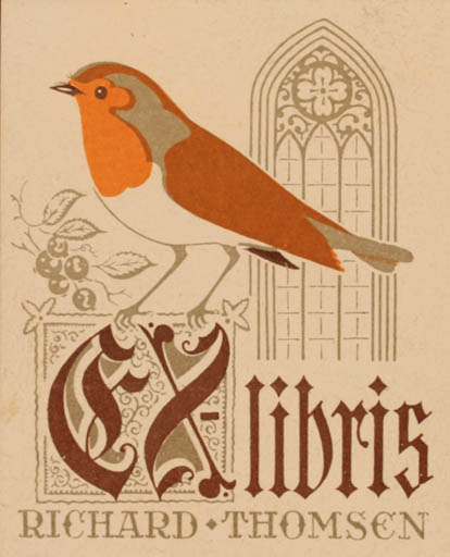 Exlibris by Richard Thomsen from Denmark for Richard Thomsen - Bird 