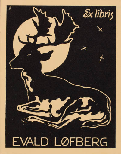 Exlibris by Evald Løfberg from Denmark for Evald Løfberg - Fauna 