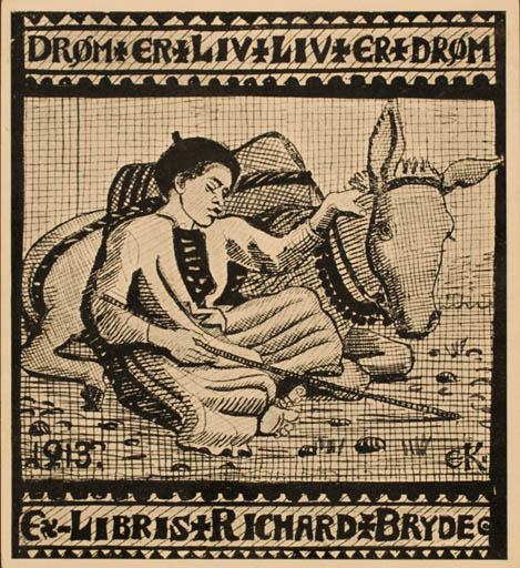 Exlibris by Ebbe Kornerup from Denmark for Richard Bryde - Egypt 