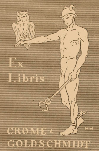 Exlibris by Hans Holm from Denmark for ? Crome& Goldschmidt - Hermes Man Owl 