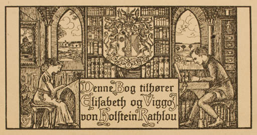 Exlibris by Viggo I van Rathlou- Holstein from Denmark for Elisabeth og Viggo van Rathlou- Holstein - Interior Couple Regent/royalty 