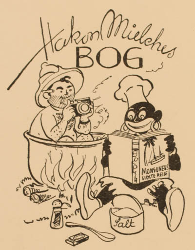 Exlibris by Hakon Mielches from Denmark for Hakon Mielches - Book Food Man 
