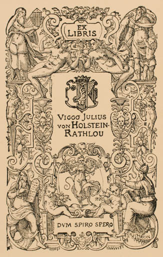 Exlibris by Viggo I van Rathlou- Holstein from Denmark for Viggo I van Rathlou- Holstein - Heraldry Regent/royalty 
