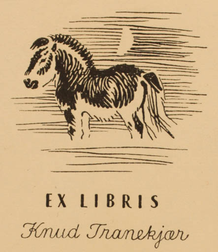 Exlibris by Sikker Hansen from Denmark for Knud Tranekjær - Horse 