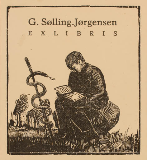 Exlibris by Poul Christensen from Denmark for G Sølling- Jørgensen - Book Man Tree 