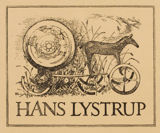 Exlibris by Mads Stage from Denmark for Hans Lystrup - Horse Sun 