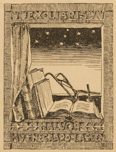 Exlibris by Niels Kindberg from Denmark for Halvor Lassen Hvenegaard - Working Book 