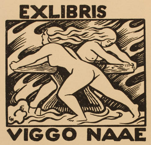 Exlibris by Ernst Hansen from Denmark for Viggo Naae - Working Woman 