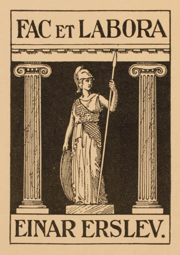 Exlibris by Jens Peter Bie from Denmark for Einar Erslev - Classical antiquity 