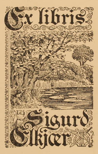 Exlibris by Jens Peter Bie from Denmark for Sigurd Elkjær - Scenery/Landscape Tree 