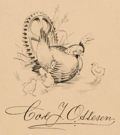 Exlibris by V Pem from Denmark for Carl J Ottesen - Bird 