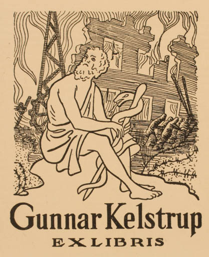 Exlibris by V Pein from Denmark for Gunnar Kelstrup - Man 