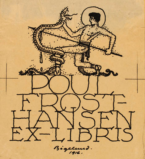 Exlibris by Thor Bøgelund from Denmark for Poul Frost Hansen - Drama Man 