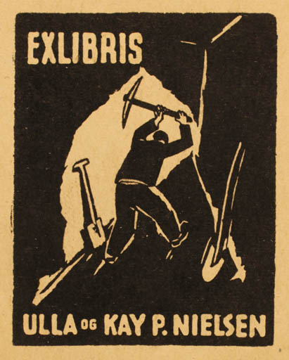 Exlibris by F Maseree from Denmark for Ulla og Kay P Nielsen - Working 