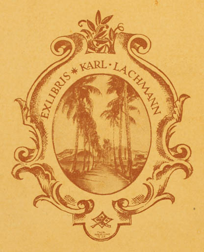 Exlibris by Thor Bøgelund from Denmark for Karl Lachmann - Scenery/Landscape Palm tree 