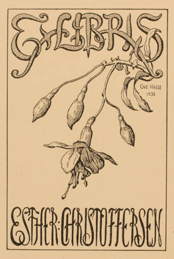 Exlibris by Ove Haase from Denmark for Esther Christoffersen - Flower 