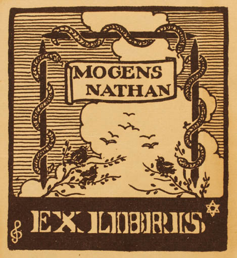 Exlibris by Margit Heide from Denmark for Mogens Nathan - Fauna Bird 