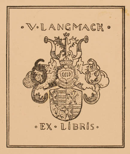 Exlibris by ? ? from Denmark for V. Langmack - Heraldry 