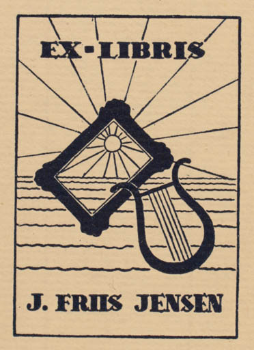 Exlibris by ? ? from Denmark for J. Friis Jensen - Music Sun 