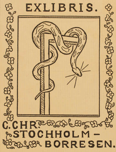Exlibris by Agnes Brinchmann from Denmark for C.Chr. Stochholm- Borresen - Medicine 
