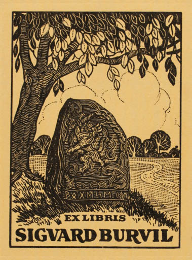 Exlibris by Ove Meier from Denmark for Sigvard Burvil - Scenery/Landscape Tree 