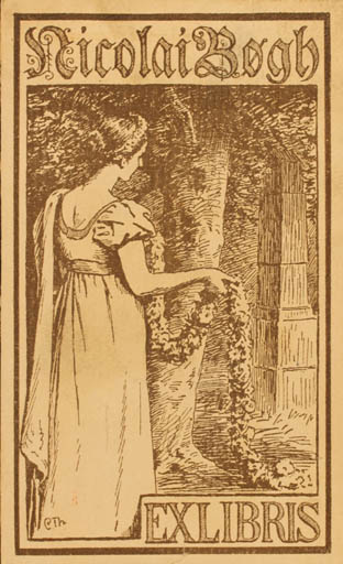 Exlibris by Carl Thomsen from Denmark for Nicolai Bøgh - Woman 