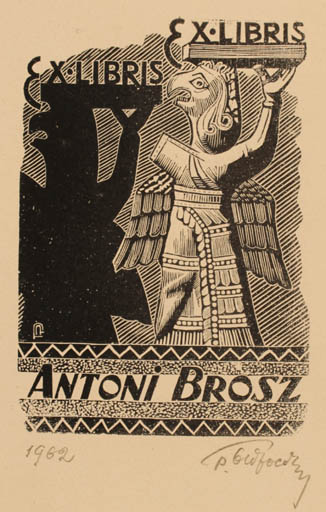 Exlibris by ? Bedrosov from Russia for Antoni Brosz - Classical antiquity Fable Animal Art 