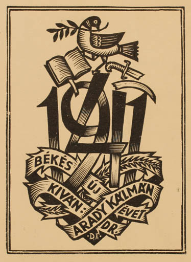 Exlibris by Jotvan Draem from Hungary for Dr. Arady Kalman - Bird 