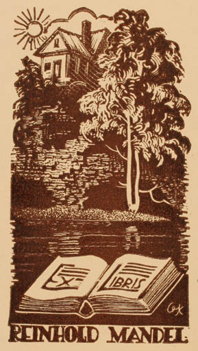 Exlibris by Ott Kangilaski from Estonia for Reinhold Mandel - Book Sun Tree 