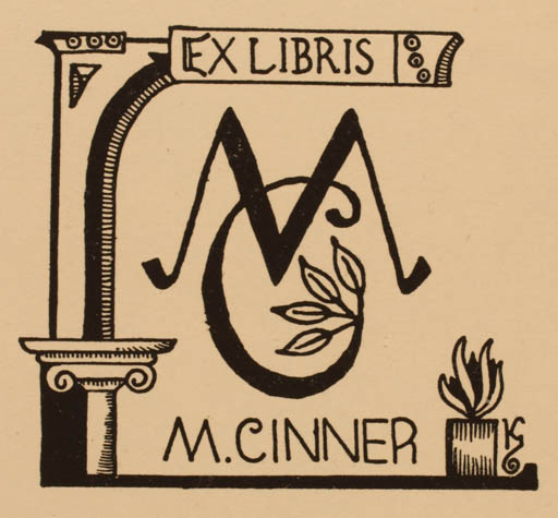 Exlibris by Jan Konupek from Czechoslovakia for Miroslav Cinner - Monogram 