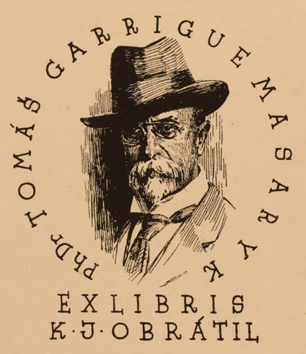 Exlibris by Stanislaus Kulhanek from Czechoslovakia for K. J. Obratil - Portrait 