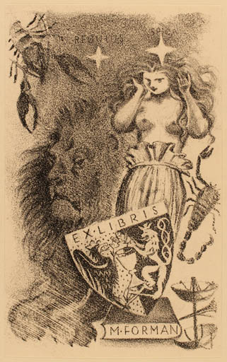 Exlibris by Dobroslava Bilovska from Czech Republic for Miroslav Forman - Heraldry Woman 