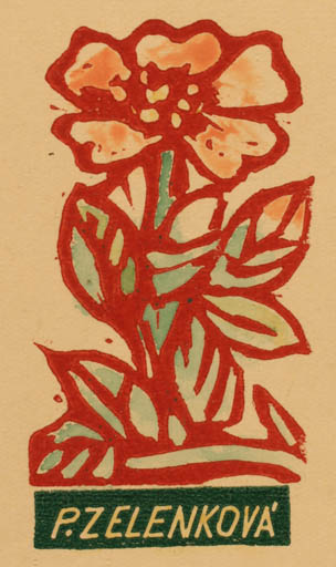 Exlibris by Alois Moravec from Czechoslovakia for P Zelenková - Flora 