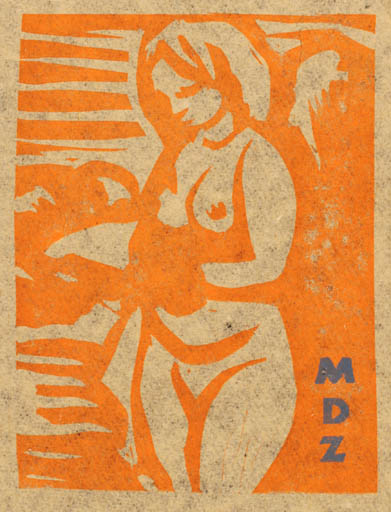 Exlibris by Alois Moravec from Czechoslovakia for ? M.D.Z. - Woman Nude 