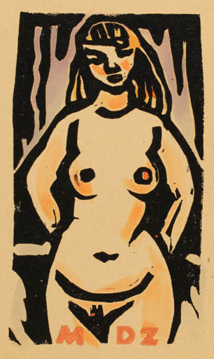 Exlibris by Alois Moravec from Czechoslovakia for ? M.D.Z. - Woman Nude 