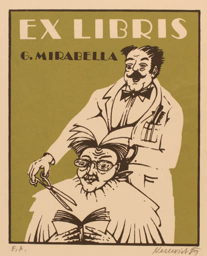 Exlibris by Jiri Neuwirt from Czechoslovakia for Giuseppe Mirabella - Working Man 