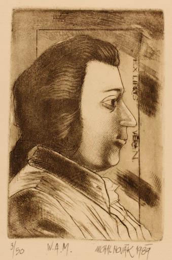 Exlibris by Michael Novak from Czechoslovakia for Vera N. - Portrait 