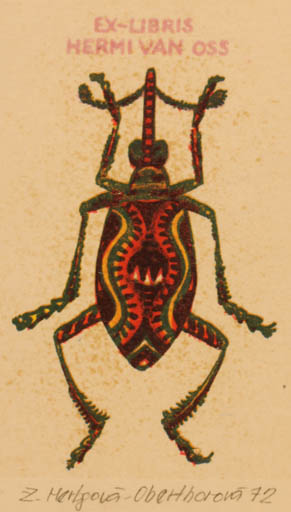 Exlibris by Karel Oberthor from Czech Republic for Hermi van Oss - Insect 