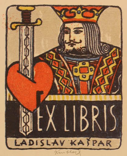 Exlibris by Karel Oberthor from Czech Republic for Ladislav J. Kaspar - Sport/game 