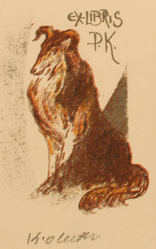 Exlibris by Karel Oberthor from Czech Republic for ? P. K. - Dog 