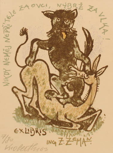 Exlibris by Karel Oberthor from Czech Republic for Ing. Z Zeman - Fauna 