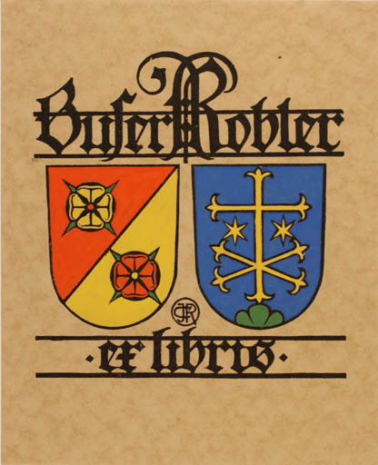 Exlibris by Claude Jeanneret from Schwitzerland for Jacques Buser Kobler - Heraldry 