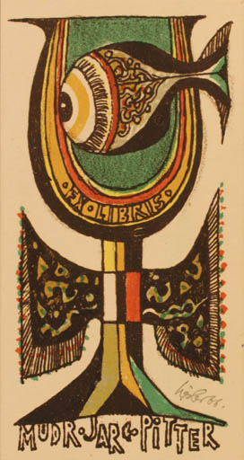 Exlibris by Karel Oberthor from Czech Republic for Jar. Pitter - Fish 