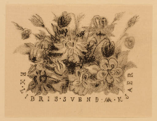 Exlibris by Dobroslava Bilovska from Czechoslovakia for Svend Aage Kjær - Flower Flora 