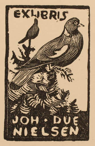 Exlibris by Leif Ryding from Denmark for Johan Due Nielsen - Bird 