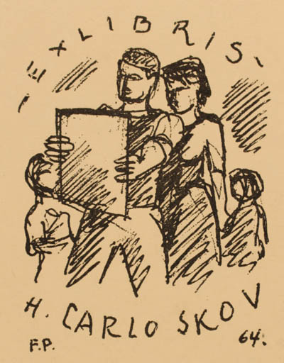 Exlibris by ? F.P. from Denmark for Henry Carlo Skov - Group 