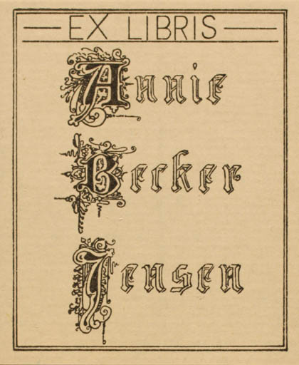 Exlibris by ? ? from Denmark for Annie Becker Jensen - Text/Writing 